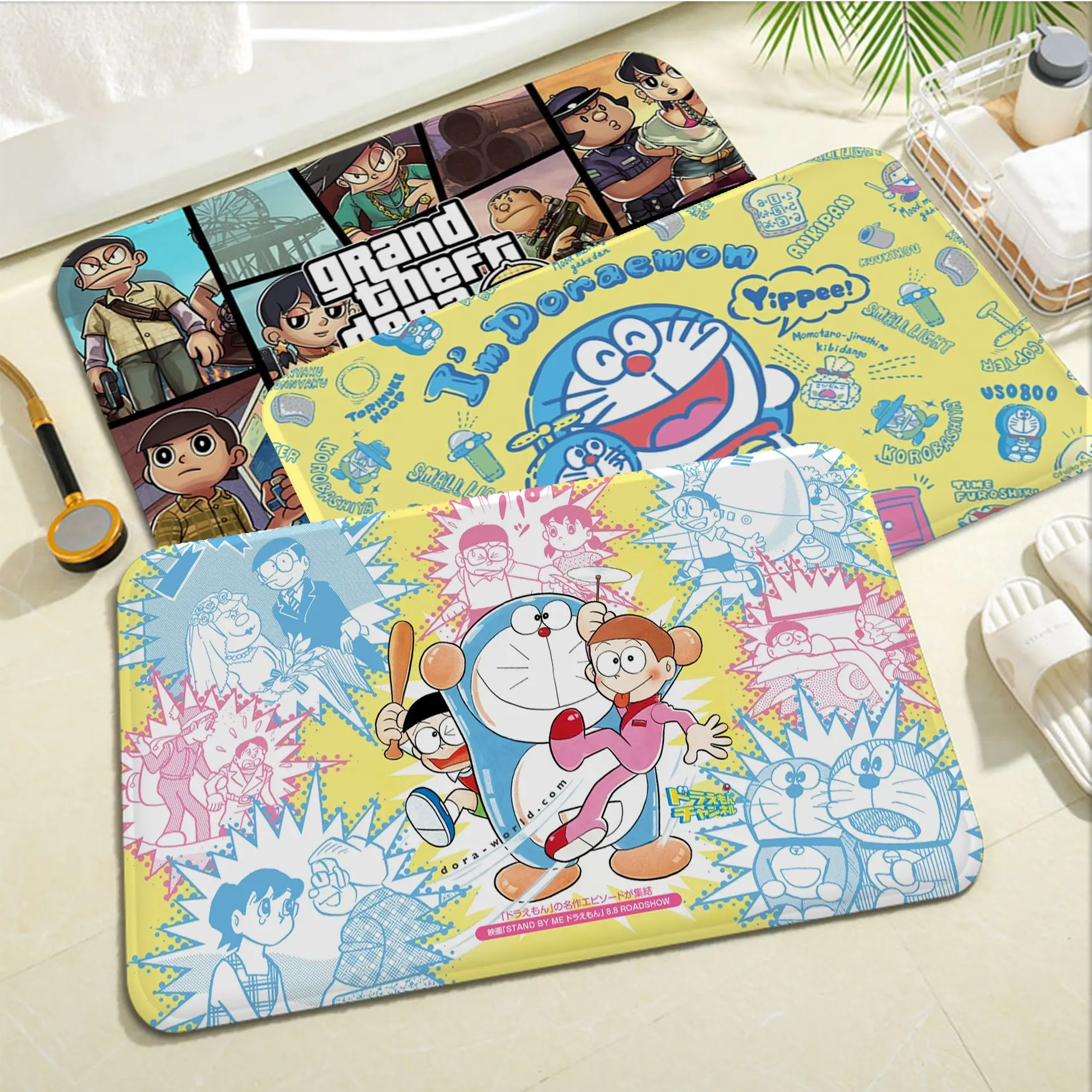 

BANDAI Doraemon Door Mat Nordic Style Bedroom Living Room Doormat Home Balcony Anti-Slip Welcome Rug
