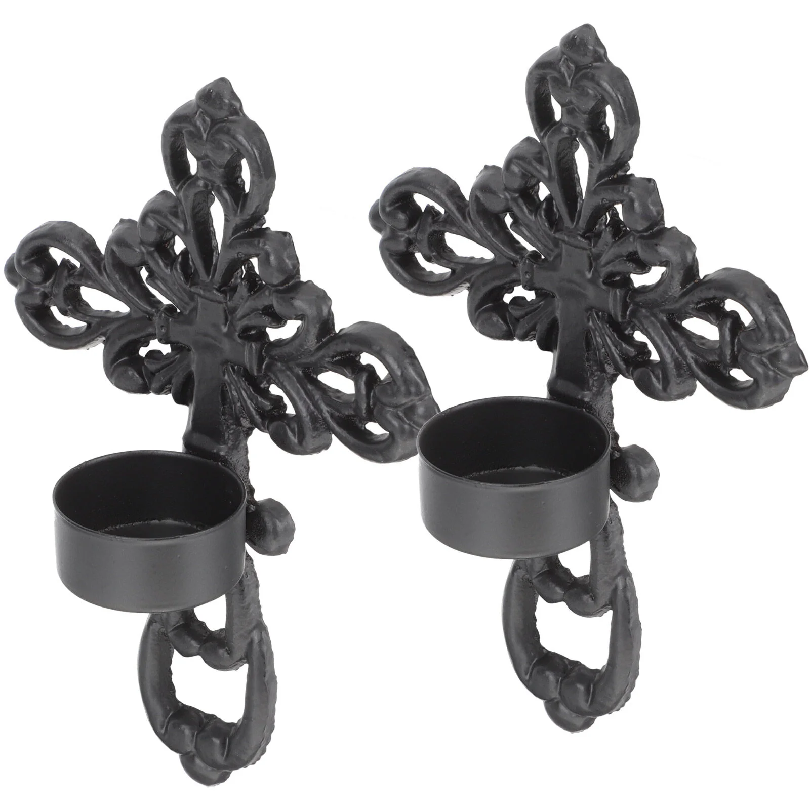 

2 Pcs Cross Candlestick Metal Holders Decorative Vintage Wall Hanging Stand Iron Trendy