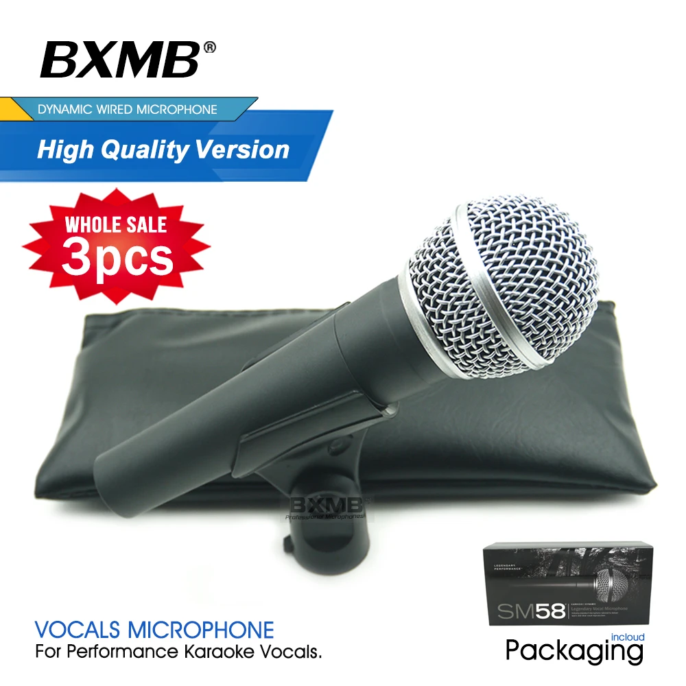 

3pcs High Quality Professional SM Wired Microphone 58LC 58S Dynamic Cardioid Mic For Performance Live Vocal Karaoke