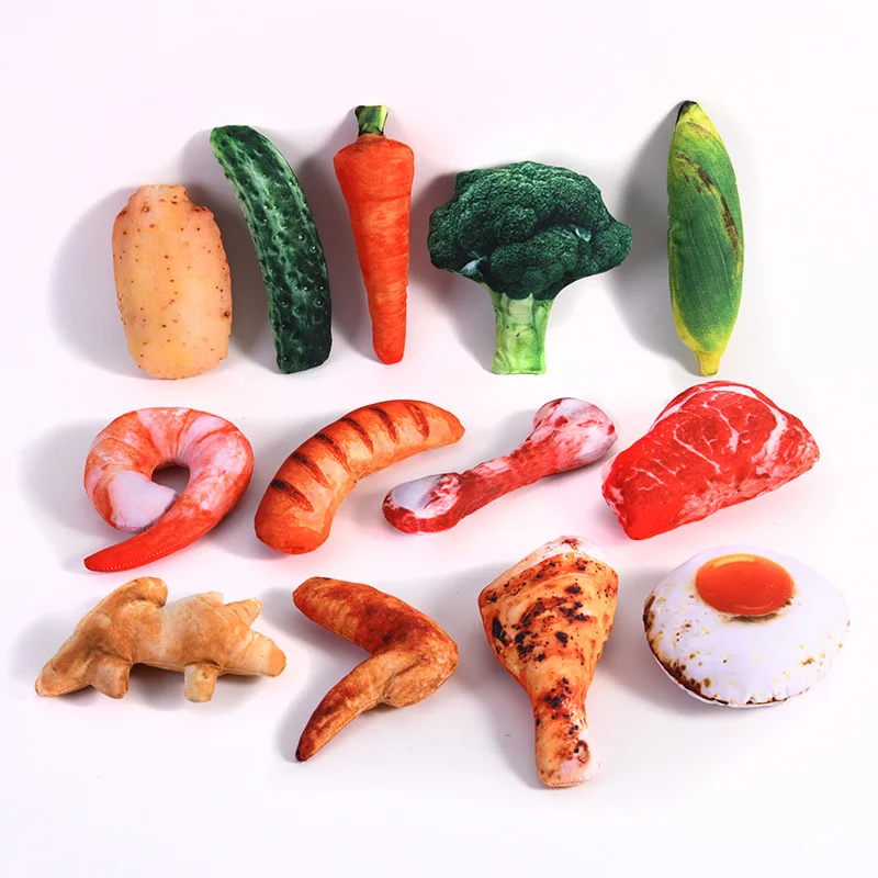 

New pet sounding plush toy simulation chicken leg vegetables and fruits dog canvas chewing molar pet supplies puppy chew toy