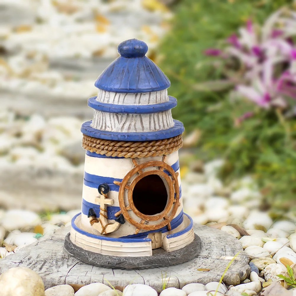 

Hanging Small Pets Bird House Bird Nesting Hut Birdhouse Resin Garden Decoration Creative Yard Garden Decor Ornaments