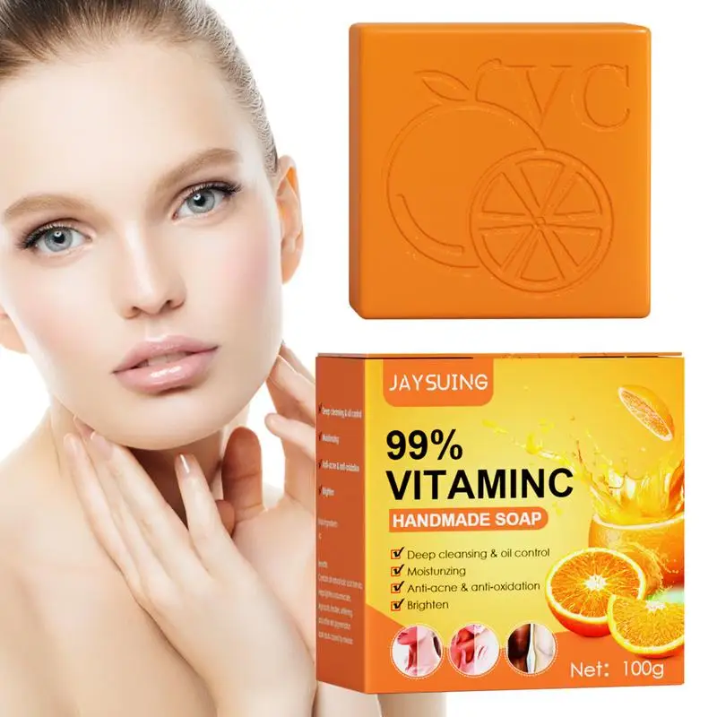 

Vitamin C Handmade Soap Natural Orange Soap Bar Moisturizing And Oil Control Organic Cleanser For Face And Body Cruelty-Free