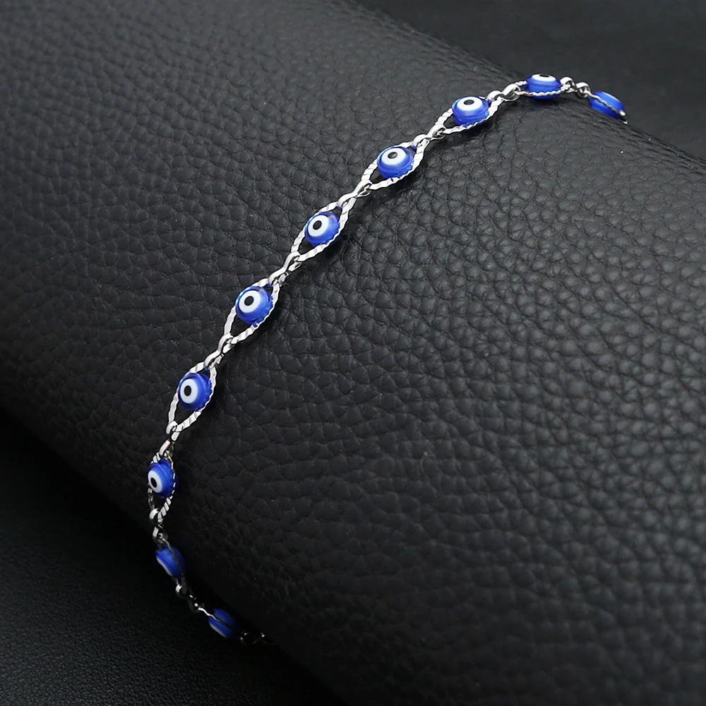 Фото Новые простые турецкие браслеты Lucky Evil Eye из нержавеющей стали для женщин и мужчин, амулет в стиле панк, модные украшения, подарки для пар, дропшиппинг №4