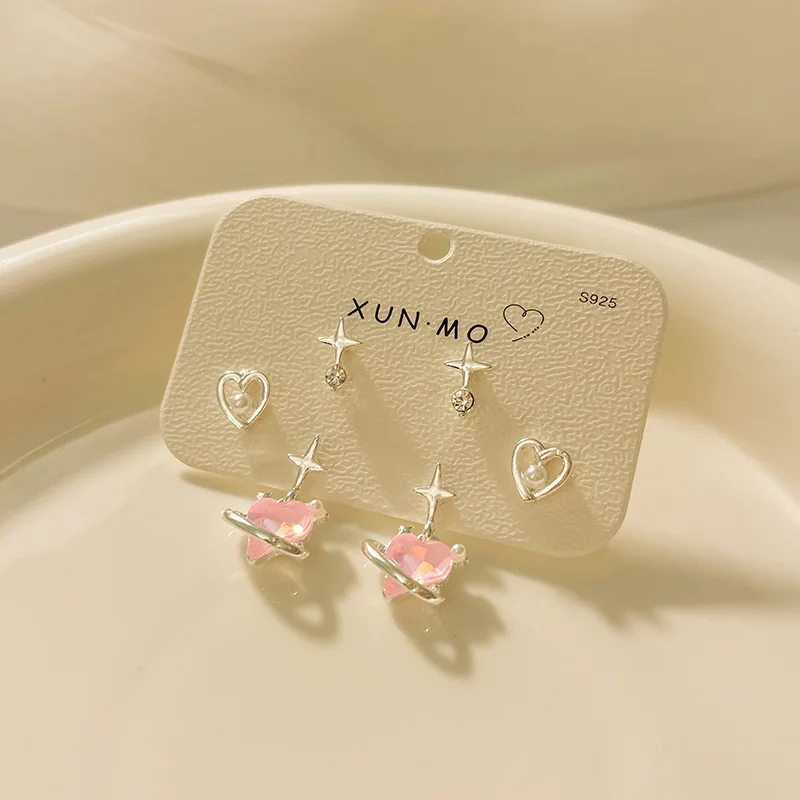 Набор женских серег-гвоздиков KADRUFI в Корейском стиле милые розовые серьги с