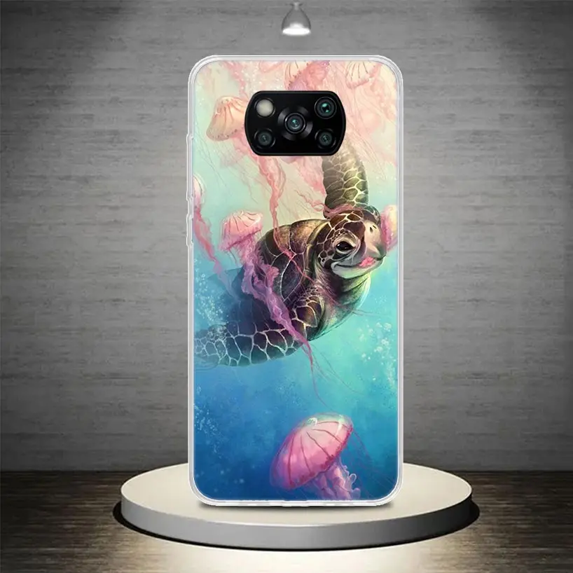 Чехол для телефона Sea Turtle Aqua Xiaomi Poco X6 X5 X4 X3 Nfc F6 F5 Pro F4 Gt F3 M5S M4 M3 M5 Мягкий корпус