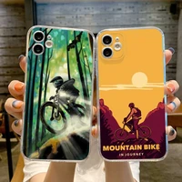 amazing mountain bike bicycle mtb phone case transparent for iphone 13 12 11 pro max mini x xr xs 7 8 plus full coverage covers