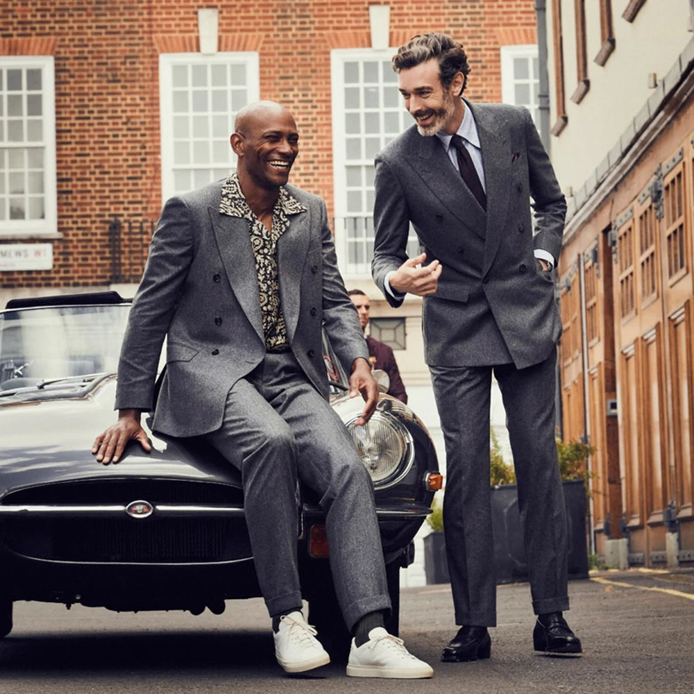 Men's Suit 2 Piece Business Slim Blazer + Pants Men's Wedding Groom Tuxedo Jacket for Male terno masculino