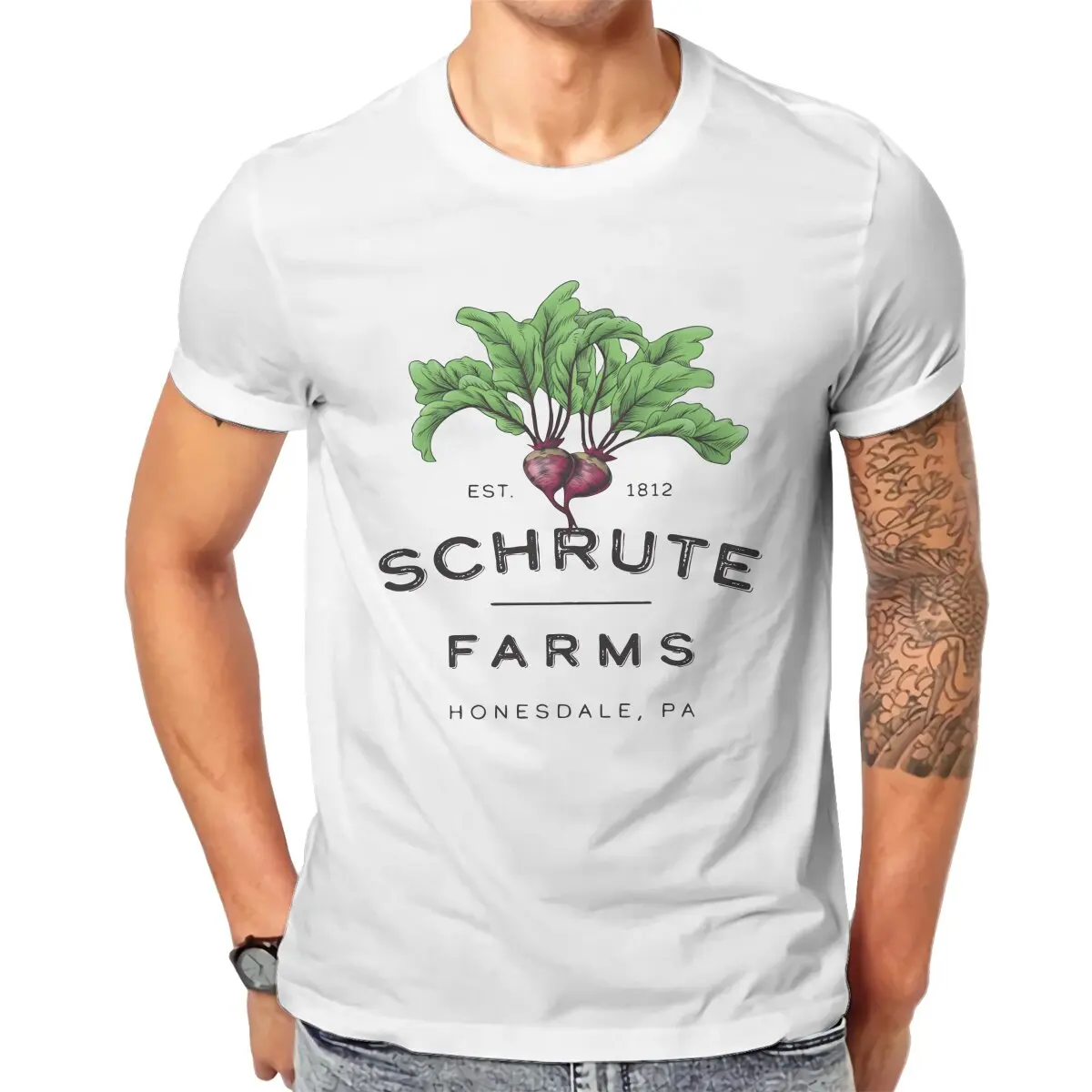 

Мужская футболка Schrute Farm с логотипом офиса, 100% хлопок, одежда для отдыха, футболки с коротким рукавом и круглым вырезом, футболка для подарка ...