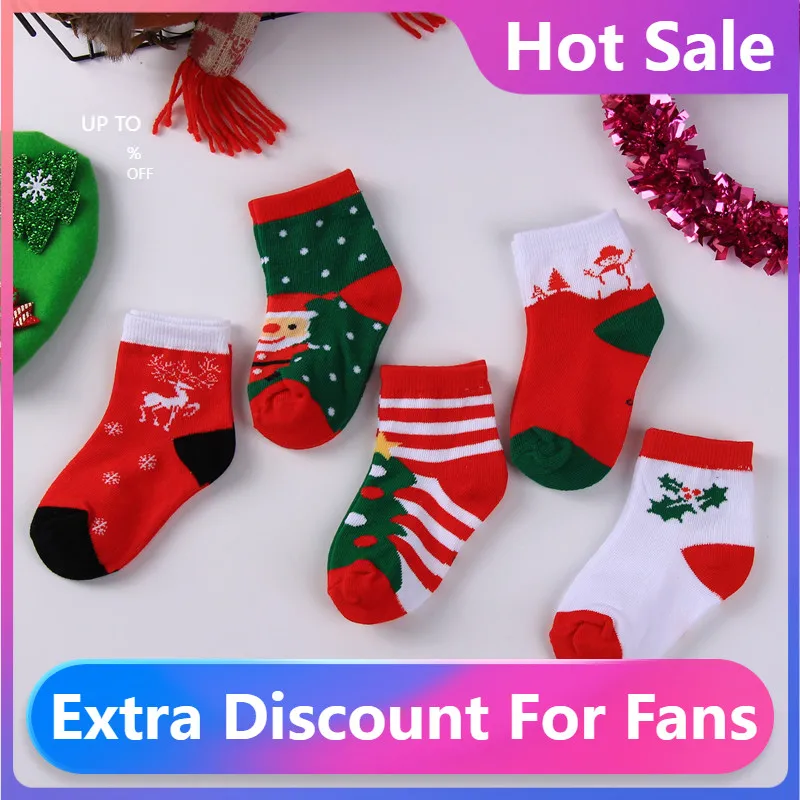 

Fashion New 1Pairs/lot New Year Baby Christmas Socks Kids Sock Cute Lovely Boy Girls Cotton Red Gift Sock Autumn Winter Socks