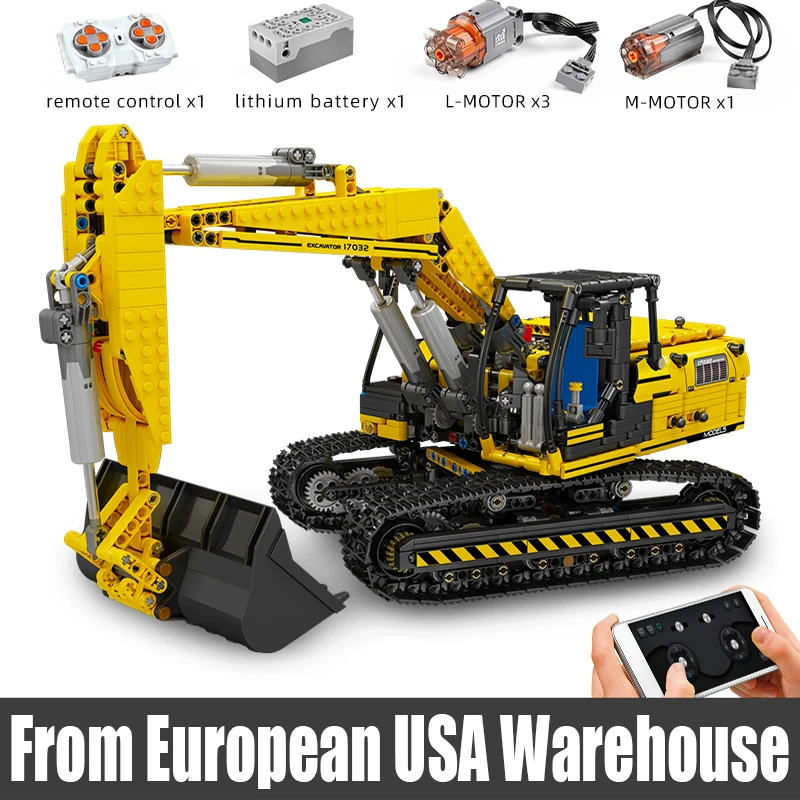 

MOULD KING 17032 Technical Building Kits Motorized Excavator Truck Model Bricks Engineering Toys for Kids Christmas Gifts