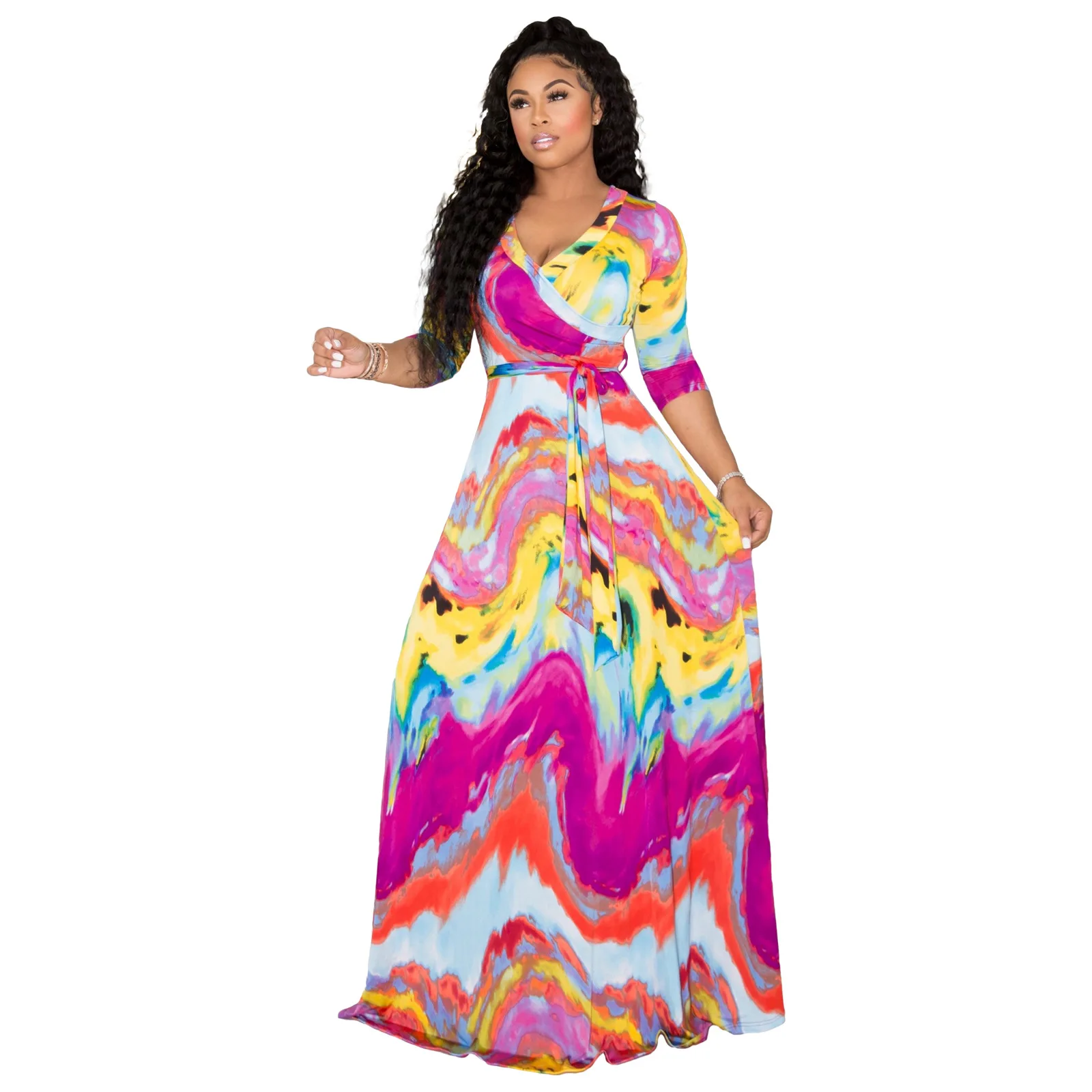 

Casual Dresses Floral Printed v-neck dress maxi dress for women