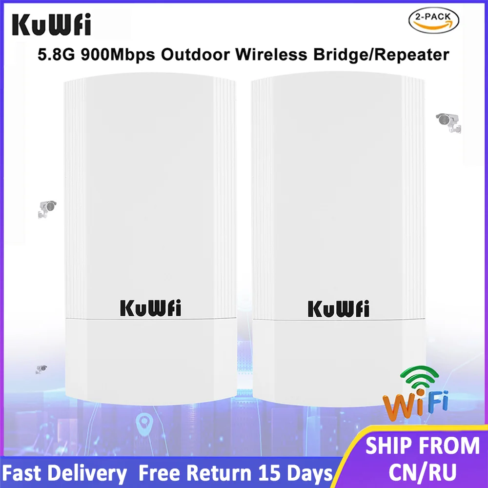 KuWFi 900Mbps Outdoor Wireless CPE Router 5.8G Wireless Repeater/AP Router/Wifi CPE Bridge Point to Point 1-3KM Wifi Coverage