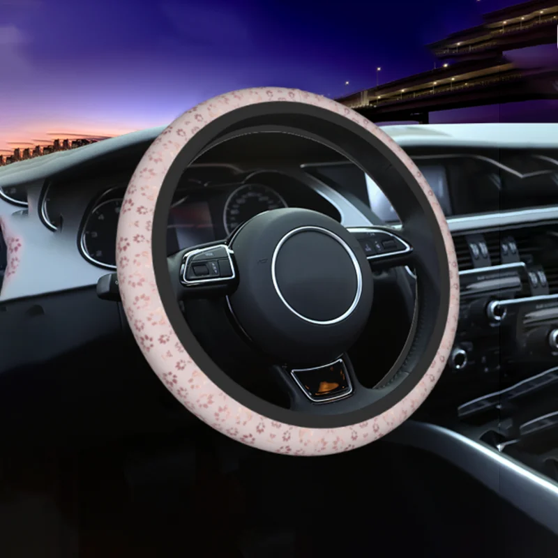 

37-38cm Car steering wheel cover marble car interior trim knitted steering wheel cover GM accessories leopard bling
