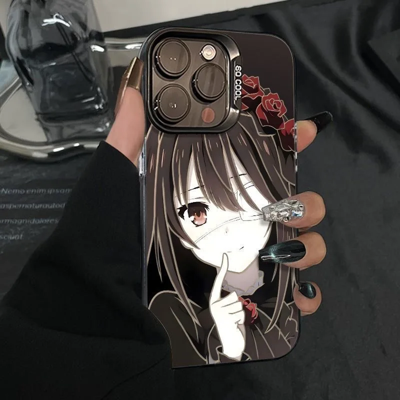 Фото Мягкий защитный чехол Tokisaki Kurumi с японским аниме для iPhone 16, 15, 13, 12, 11, 14 Pro Max XS XR 7, 8, 16 Plus X, роскошный жесткий чехол №1