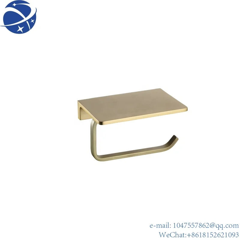 

YunYimodern style bathroom accessories set gold brass toilet paper towels holder with shelf Brushless electric