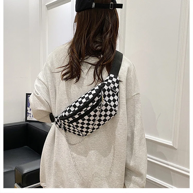 

2022 New Women C hest Waist Bag Young Crossbody Bag College Students Travel Women Belt Bag Plaid Fashion Chest Bags