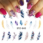 14 шт., декоративные наклейки для ногтей, с цветами