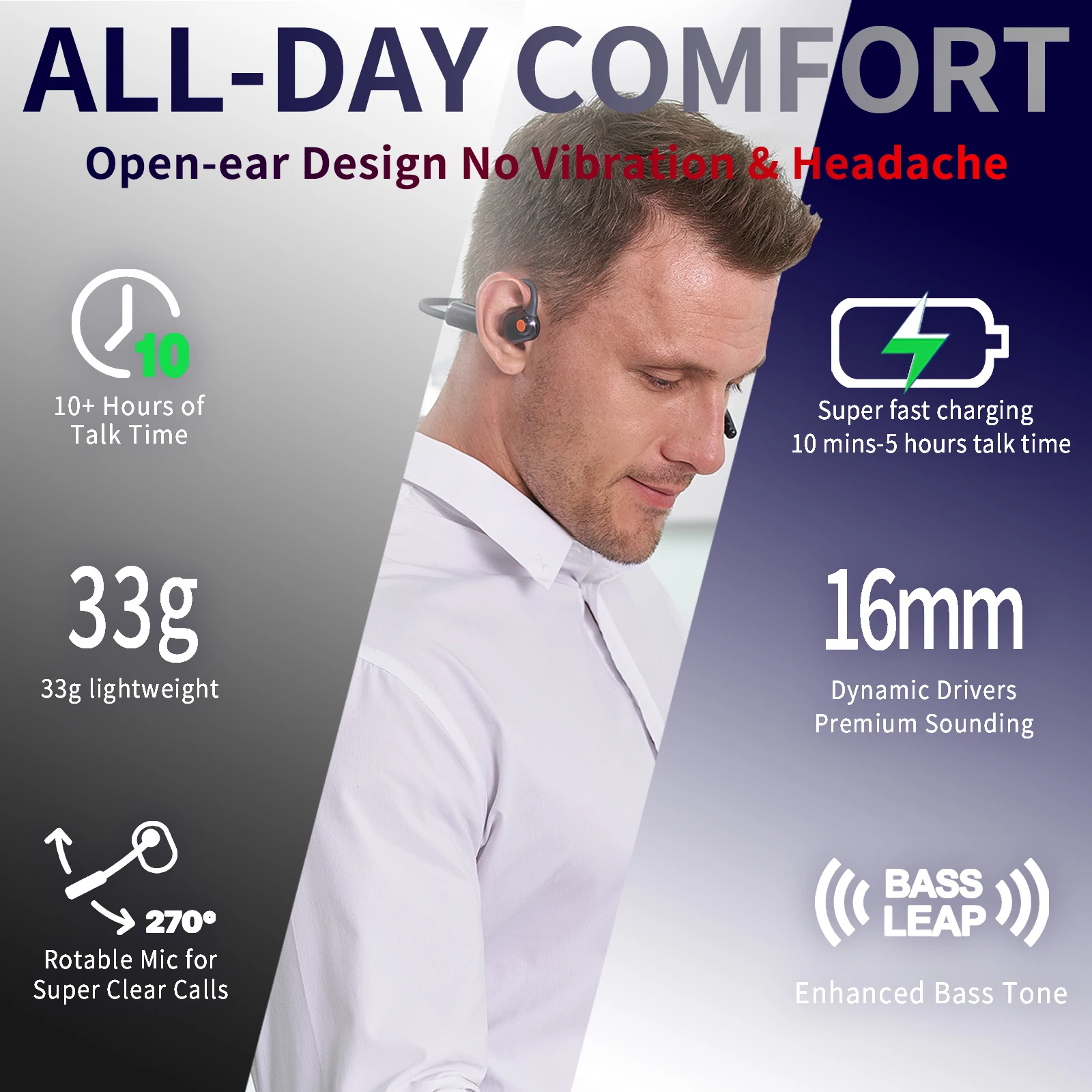 Oleap Pilot Sound P100b открытая Bluetooth-гарнитура не в ухе для работы поездок бега спорта