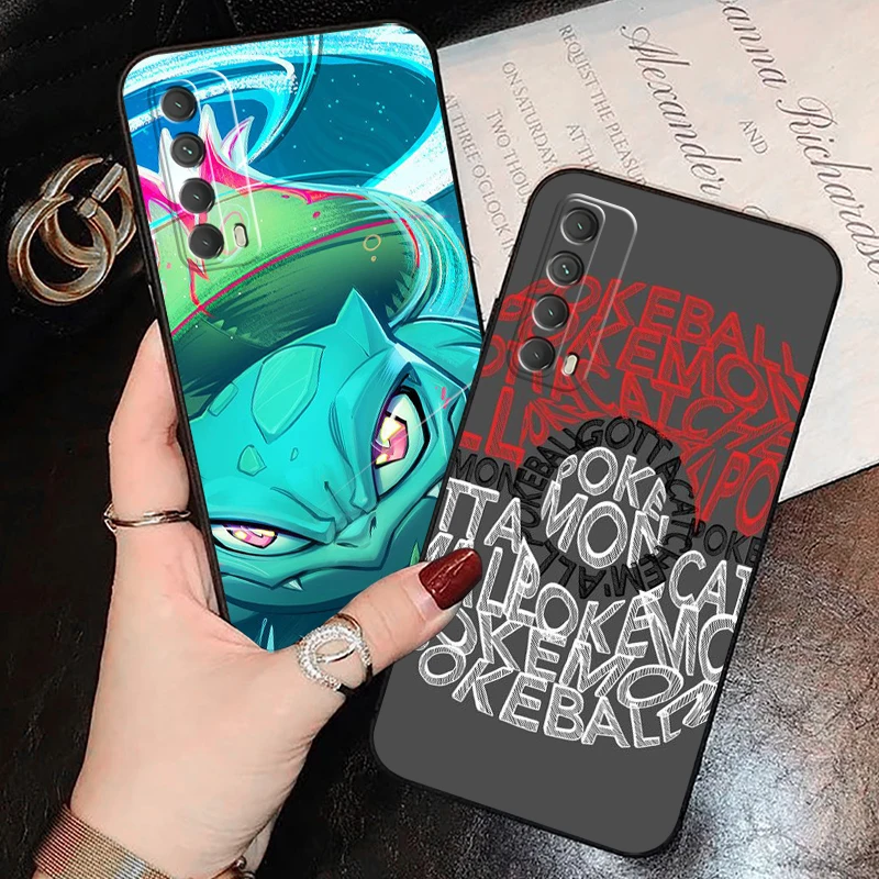 

Pikachu Pokemon Phone Case For Huawei P Smart Z 2019 2020 2021 P40 P30 P20 P10 Lite 5G Liquid Silicon Soft Back Black Carcasa