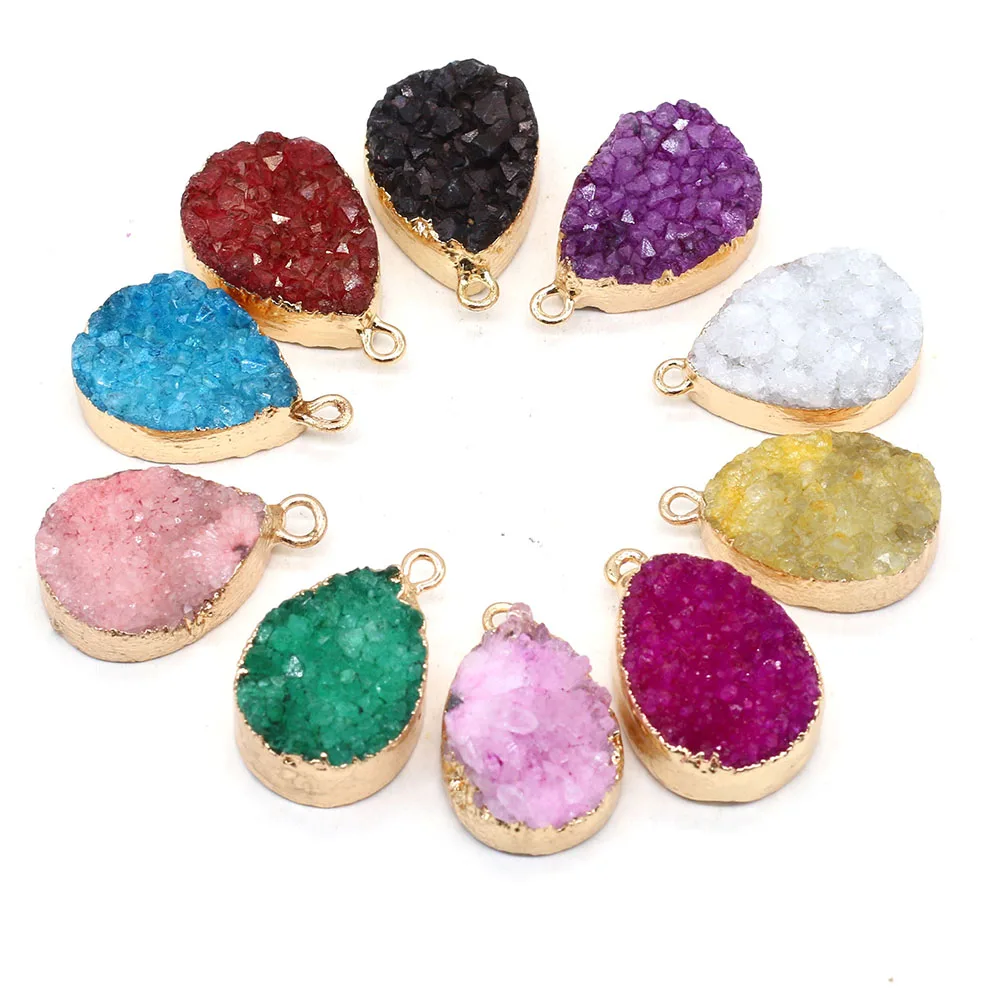 

1PCNatural Stone Gem Agate Crystal Bud Drop Pendant Crafts Jewelry MakingDIY Necklace Earring Accessories Charm Gift Party Deco