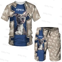 mens summer tracksuit rottweiler dog pattern t shirt shorts set sports outfits male streetwear suit outdoor casual clothing