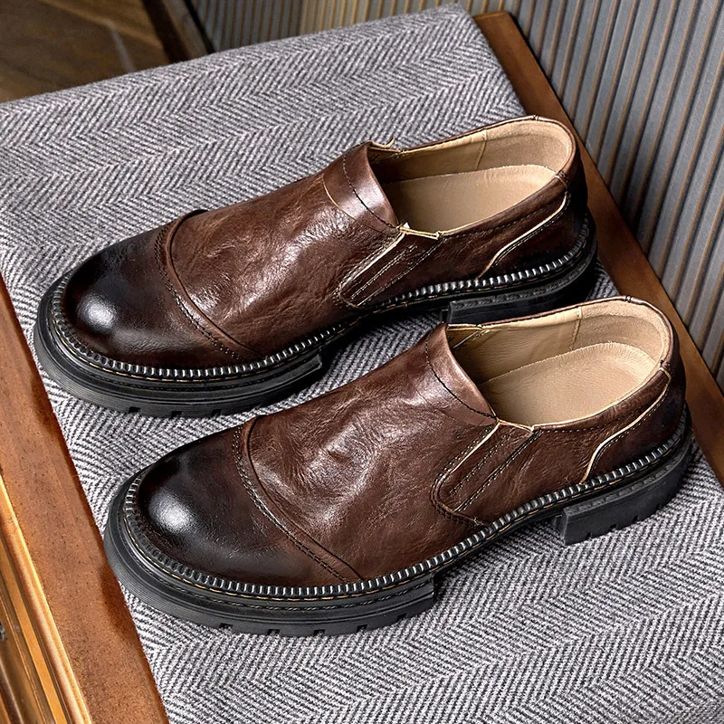 

Successful Man Must Get! High-end British Genuine Leather Shoes Mature Men's Elegent Slip On Formal Dress Oxfords