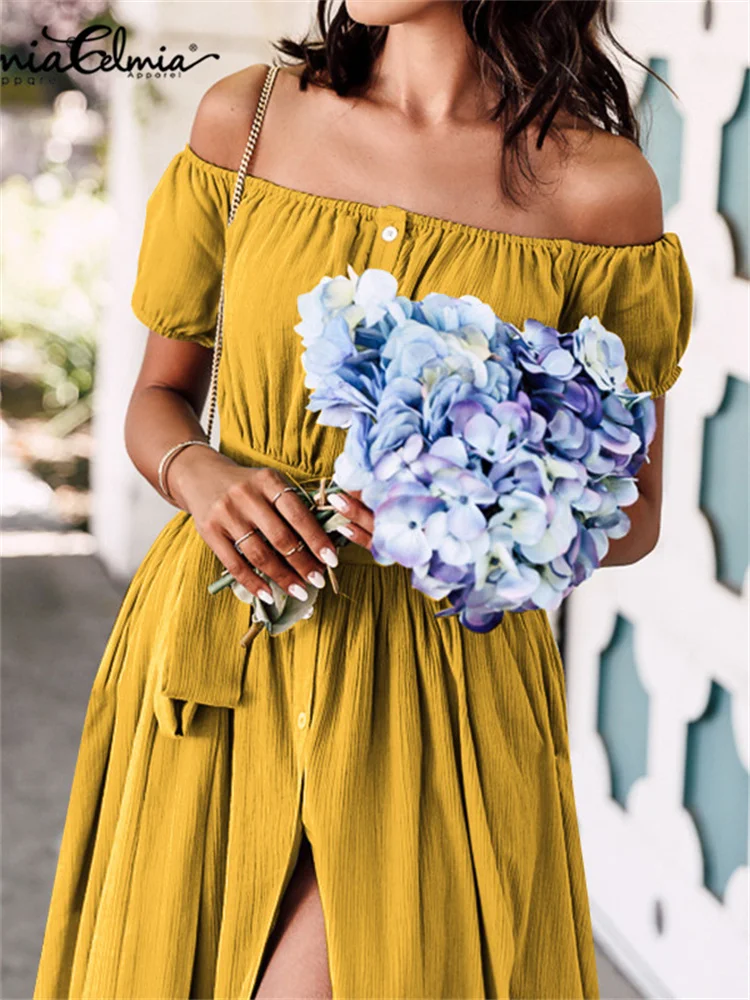 Женские богемные халаты с поясом Celmia пикантное Летнее Платье макси открытыми