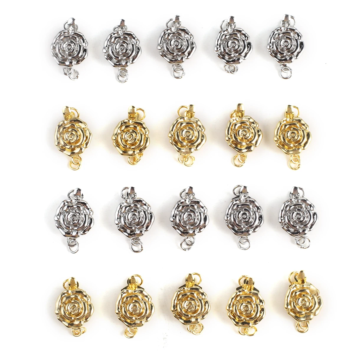 

5pcs/lot Copper Metal Buckle Clasps Rose Shape Accessories for Women Making DIY Jewelry Bracelet Necklace Lobster Clasp 18x10mm