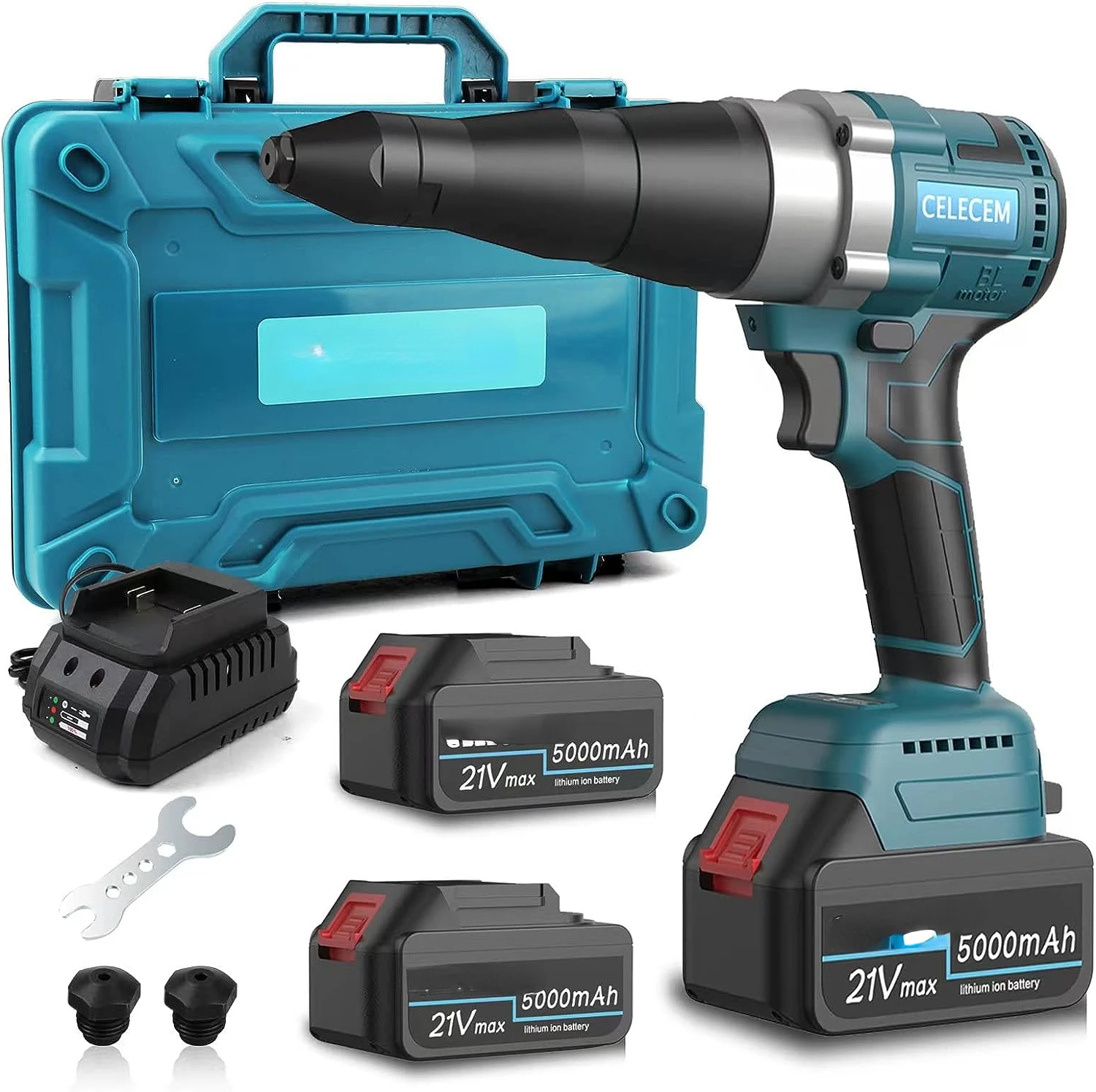 

Пистолет, 21 в, литий-ионный автоматический клепальный комплект с 2 заклепками 5,0 Ач и зарядным устройством для заклепок 1/8, 5/32, 3/16 дюйма