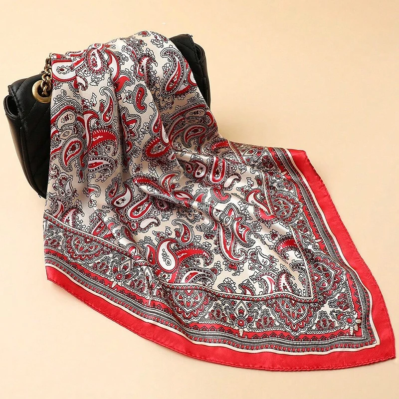 Шелковый шарф с принтом для женщин квадратный на шею офис шаль бандана