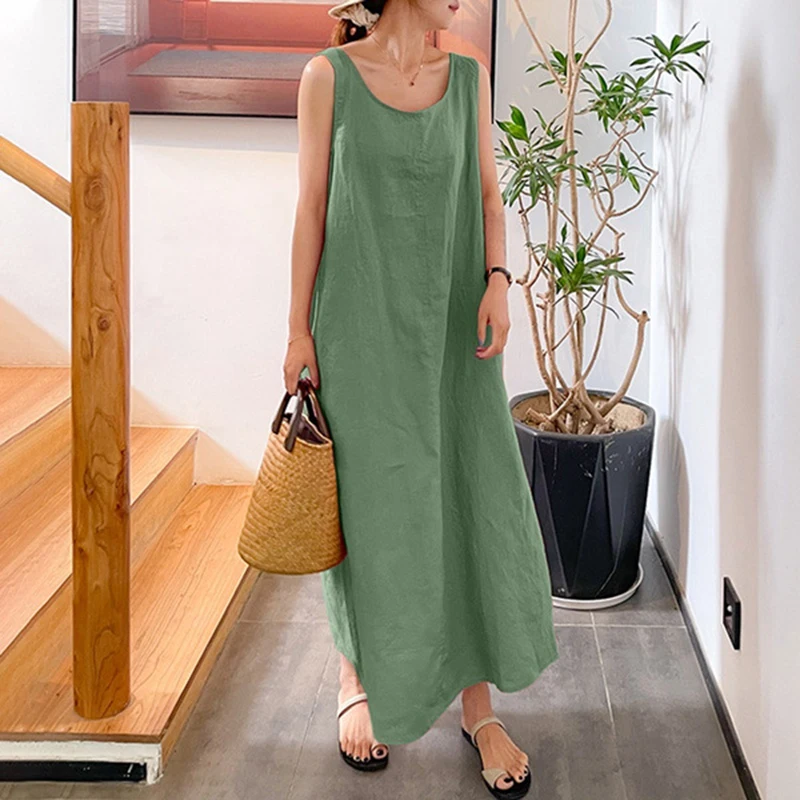 2023 Solid Fashion Elegant Vestido De Festa Women Clothing New Dress for Women Summer Y2k Cotton Linen Loose Comfortable Casual