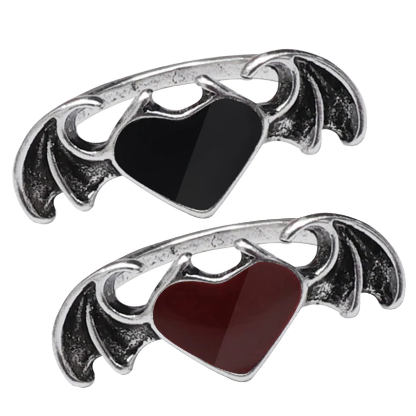 

Metal Punk Dark Soul Demon Bat Rings Men Women Black Red Heart Finger Jewelry Ring 15mm Diameter Couple Jewelry Rings Lover Gift