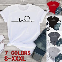 womens fashion funny heartbeat lifeline letters print women tshirt casual funny t shirt for lady girl top tee