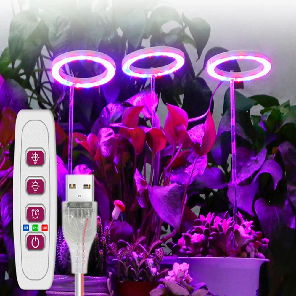 

New LED Angel Ring Grow Light DC5V USB Full Spectrum Phyto LED Lamp For Indoor Plants Flowers Greenhouse Seedlings Growth Lights