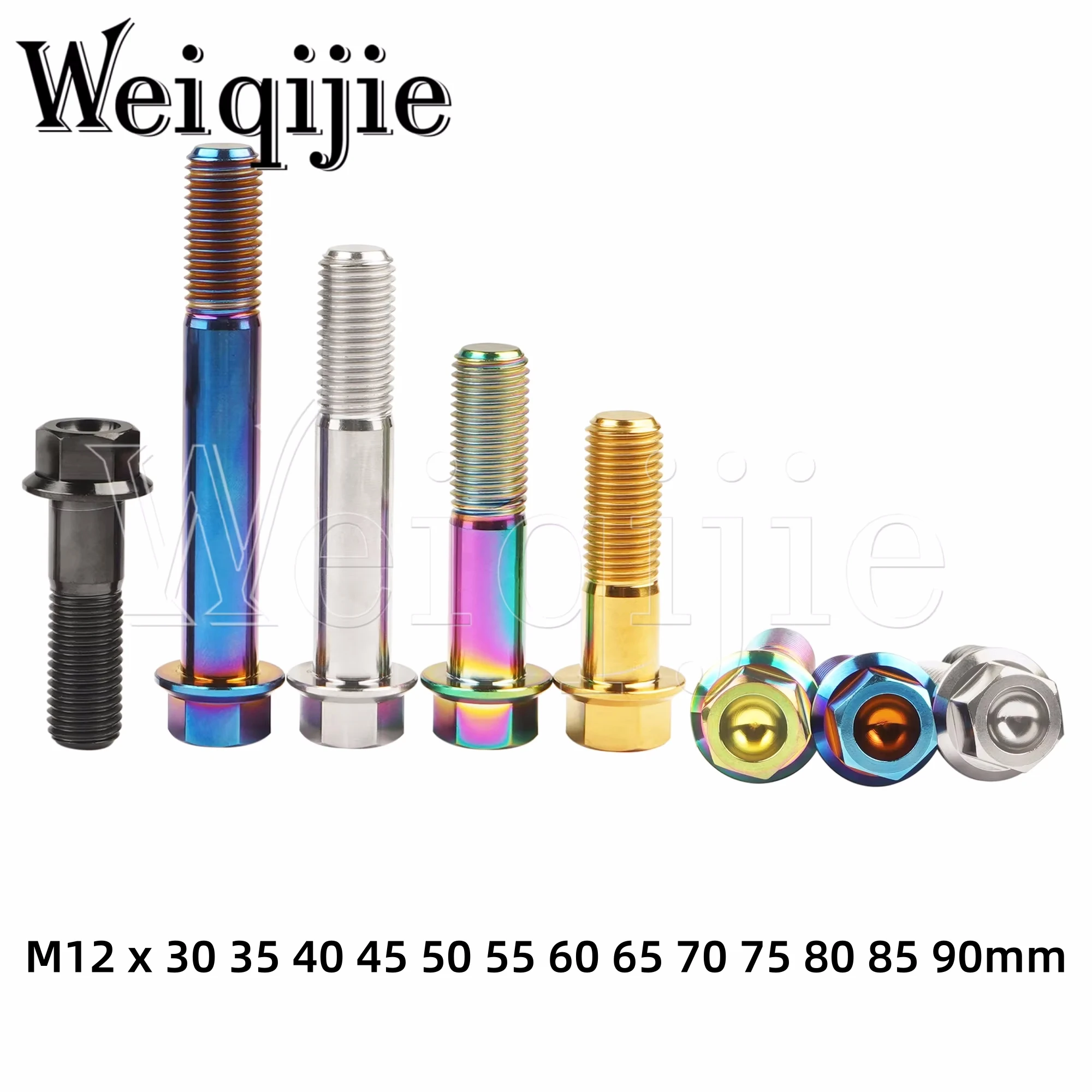 Weiqijie 6 шт. Титановый болт M12 X 30 35 40 45 50 55 60 65 70 75 80 85 90 мм Шаг 1 25/1 5 Винт для ремонта