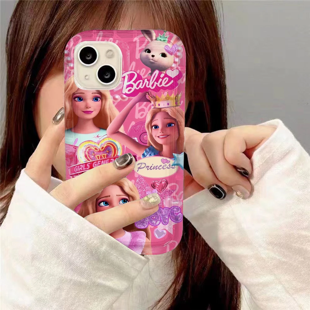 Lovely pink Clear Case for B-B-BarbieS-IPhone 16 15 14 13 12 11 Pro Max 7 8 Plus X XR XS Airbag Shockproof Cover
