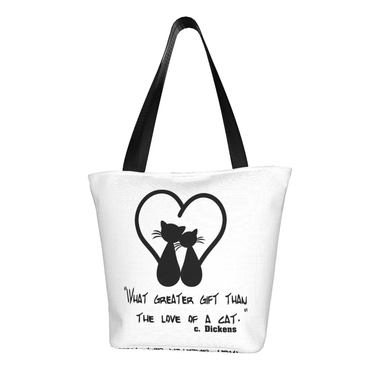 

Сумка-шоппер Love Of A Cat, черная сумка на плечо с сердечком, Женская пляжная сумка-тоут, стильные сумки на заказ