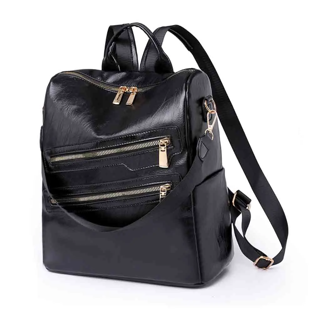 

Classic American Style Woman Backpack Luxury Oil Wax PU Leather Girls School Bookbag Female Big Mochila Travel Knapsack 2022 New