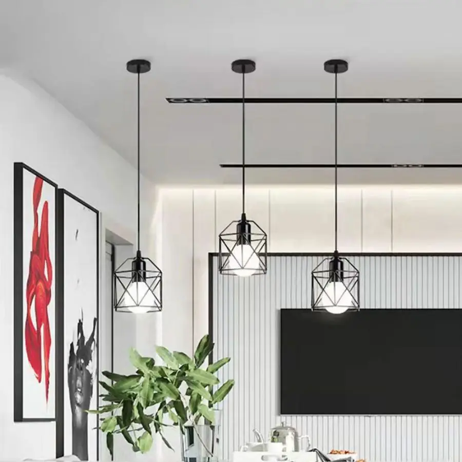  Промышленный Подвесной Светильник В Стиле Ретро MARPOU Черный Металлический