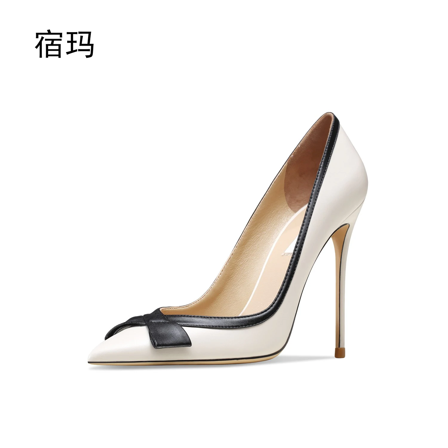 2023 New Bowknot Fashion High Heels Sexy Women's Versatile Pointed Pumps Genuine Leather Matte Designer Office Women's Shoes 41