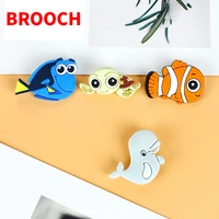 pvc soft rubber brooch cartoon cute kids brooch disney finding nemo dory and marlin collection badge diy lapel pin gift for kids