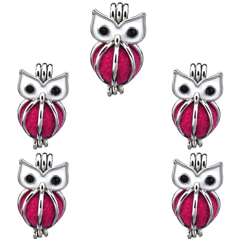 

10Pcs Plain Charm Owl Pearl Cage Locket Aromatherapy Diffuser Pendant Necklace Bracelet Customied Jewelry DIY Making Bulk