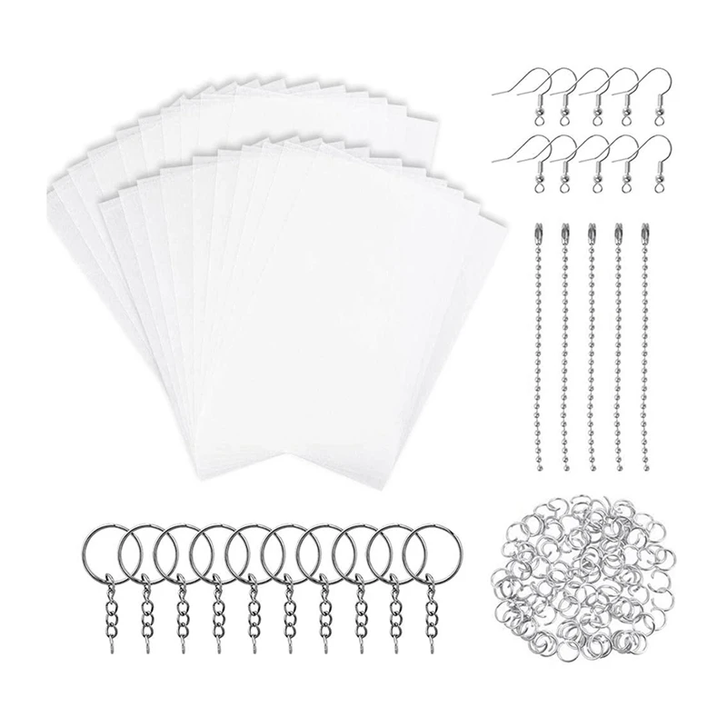 

Heat Shrink Plastic Sheets Pack Replacement Include Blank Shrinky Art Film Paper 125 PCS Keychains Accessories For DIY Ornaments