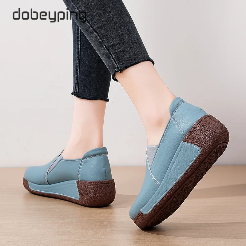 Spring Autumn Soft Women's Shoe Flat Platform Ladies Loafers Leather Wedge Female Sneakers Moccasins Slip On Casual Shoes Women