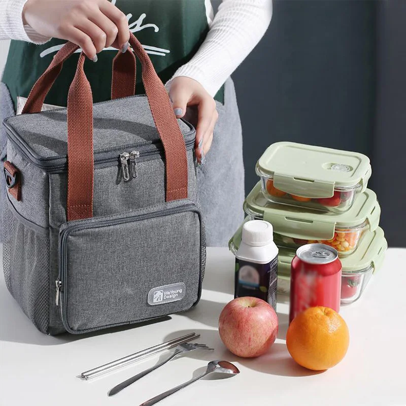 

Lunch Bag Insulated Refrigerated Picnic Outdoor Travel Camping Bento Box Food Ice Beverage Storage Square Fresh-Keeping Handbag