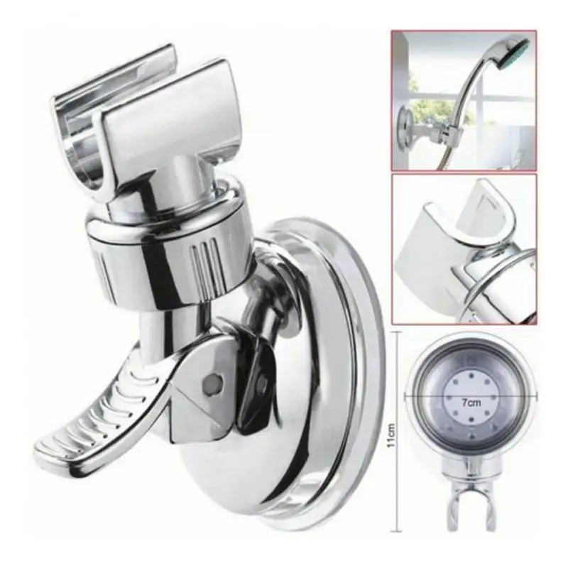 

Punch-free Shower Head Handset Holder Chrome Bathroom Wall Mount Adjustable Suction Bracket Beautifully Polished Brand