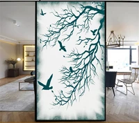 decorative windows film privacy bird forest stained glass window stickers no glue static cling window cling window tint 17