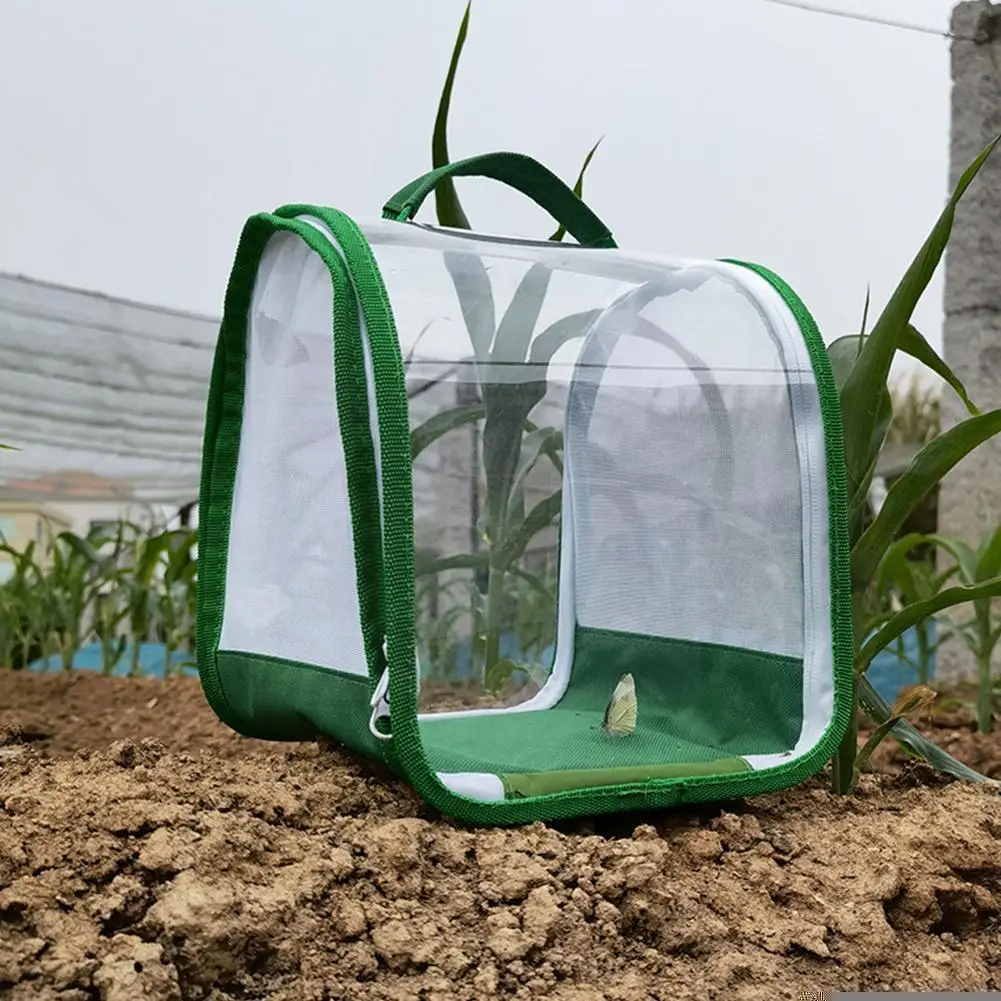 

Breeding Insect Cage With Handle 360-degree Transparent Observation Folding Portable Net Cages Zipper Cloth K1y1