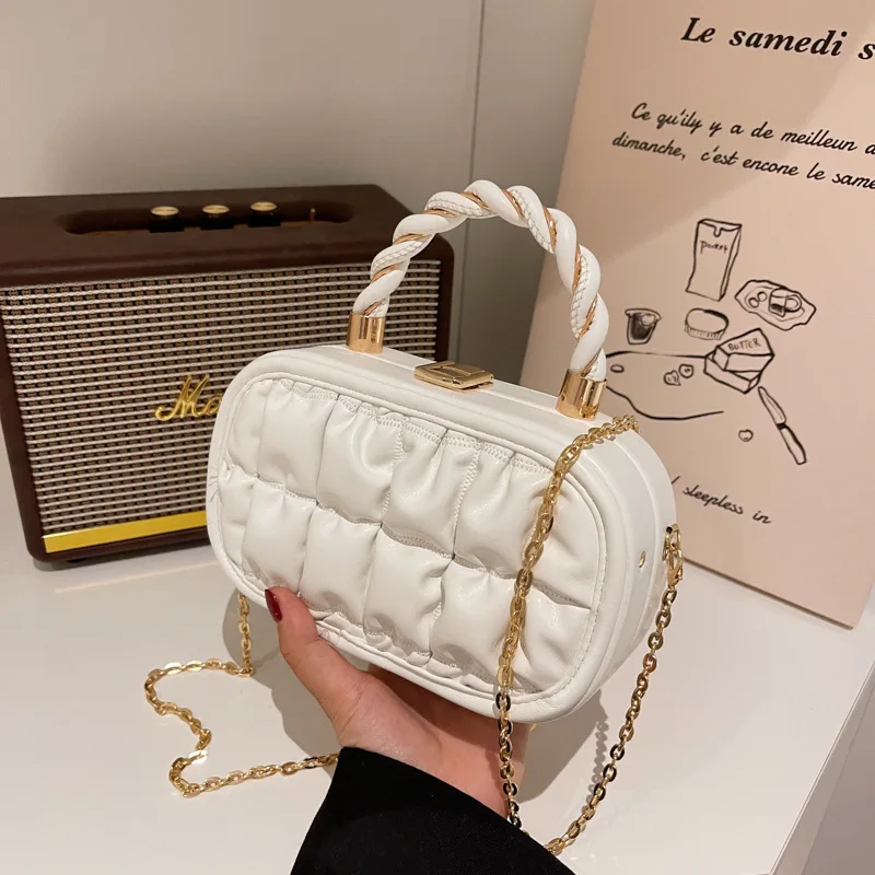 

Luxury Shoulder Bag Chains Pleated Small Tendecia Tote Bags for Women Designer Elegant Handbags Crossbody Women's Bag 2022 Trend