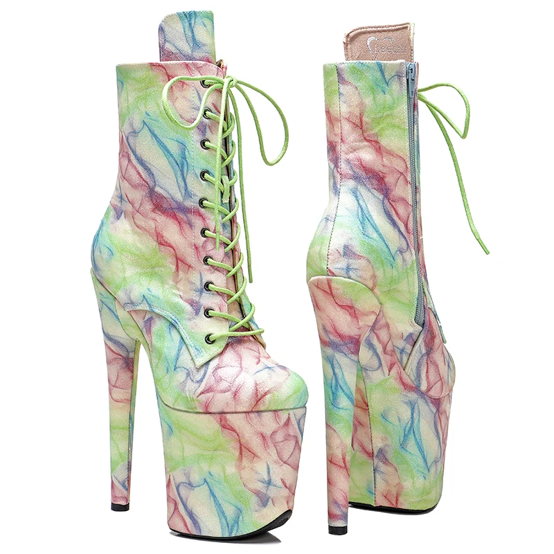 Leecabe Glitter Night Light UPPER 20CM/8Inch Women's Platform disco party High Heels Shoes Pole Dance boot